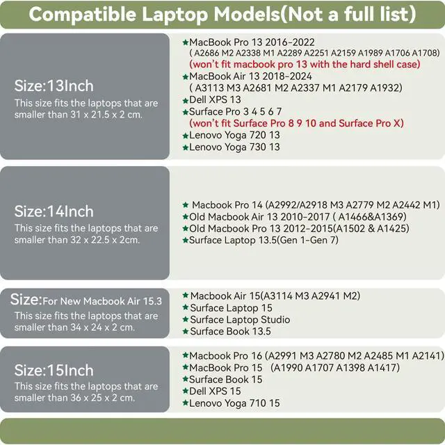 Alt view image 2 of 5 - Benfan Leather Laptop Sleeve 13 Inch Compatible for 2024 13inch MacBook Air A3113 M3,13 MacBook Pro M2, Surface Pro 3 4 5 6 7, Dell XPS 13 Color White