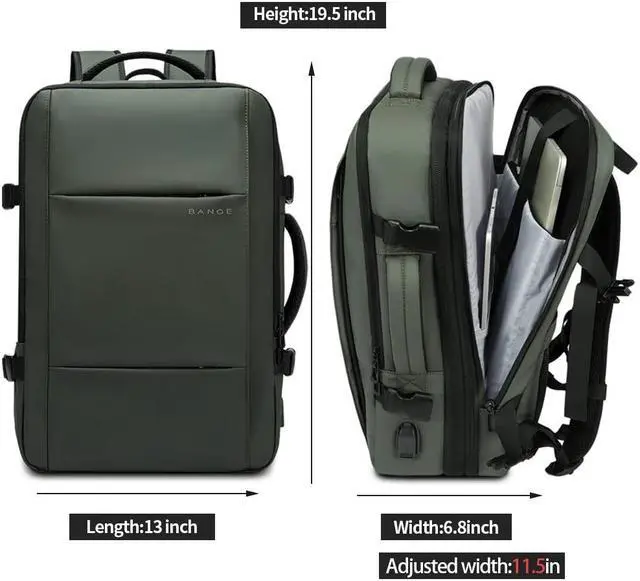 Alt view image 5 of 5 - BANGE Carry-on Backpack, 45L Expandable Travel Backpacks,Weekend Backpack Briefcase,Waterproof Laptop Backpack Fits For 17.3 Laptop