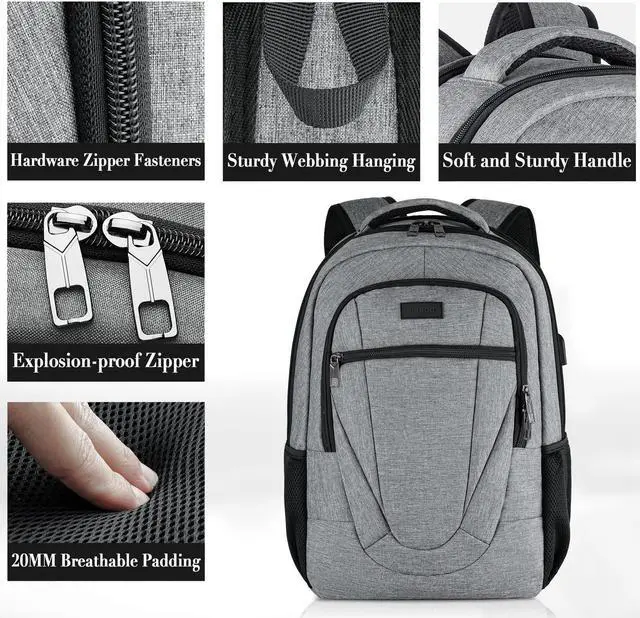 Alt view image 2 of 5 - BIKROD 45L Extra Large Travel Laptop Backpack for Men and Women, Carry on Back Pack with USB Charging Port Fit 18.4 IN Laptop, Grey, Gift