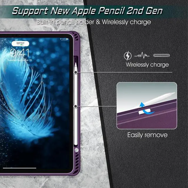 Alt view image 2 of 5 - CaseBot Fintie Bundle: Fintie Magnetic Case for iPad Pro 12.9" 6th/5th/4th/3rd Gen - Multiple Angle Shockproof Rugged Stand Case + (Pack of 2) Tempered Glass Screen Protector