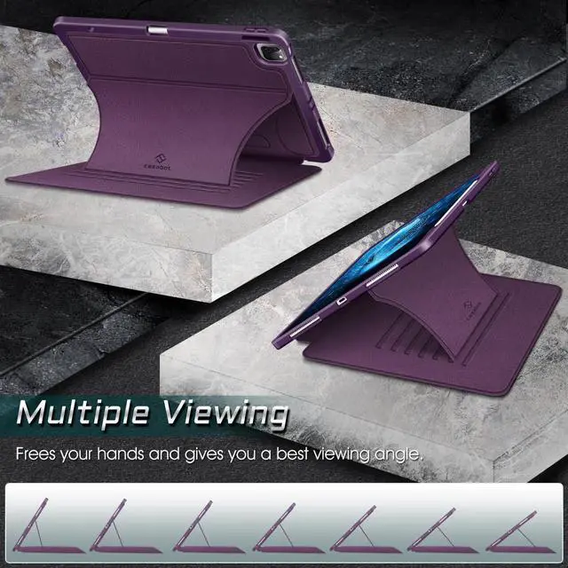 Alt view image 3 of 5 - CaseBot Fintie Bundle: Fintie Magnetic Case for iPad Pro 12.9" 6th/5th/4th/3rd Gen - Multiple Angle Shockproof Rugged Stand Case + (Pack of 2) Tempered Glass Screen Protector