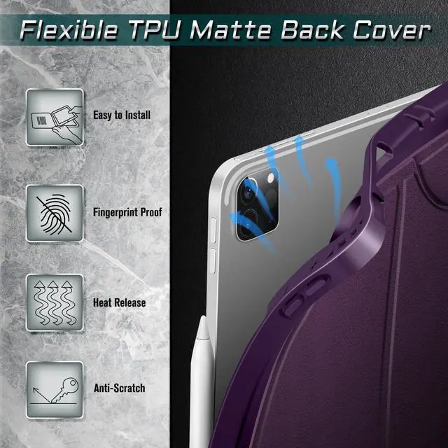 Alt view image 4 of 5 - CaseBot Fintie Bundle: Fintie Magnetic Case for iPad Pro 12.9" 6th/5th/4th/3rd Gen - Multiple Angle Shockproof Rugged Stand Case + (Pack of 2) Tempered Glass Screen Protector