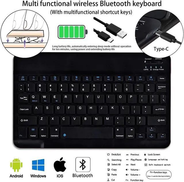 Alt view image 5 of 5 - CAPAUNVDA for Kindle Fire HD 8 & 8 Plus Tablet Case with Keyboard 8 Inch (12th /10th Generation, 2022/2020 Release),Soft PU Stand Folio Cover with Detachable Wireless Keyboard,Skull Flag