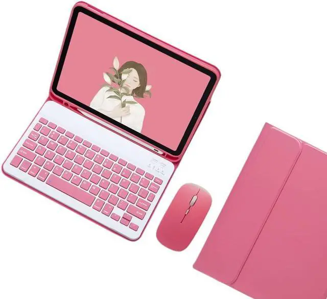 Main image of QIYIBOCASE Keyboard Case with Mouse for iPad 10.2inch, Case for iPad 9th/8th/7th Gen/Air3/Pro10.5 with Keyboard and Mouse, Slim Candy Detachable Magnetic Keyboard with Pencil HolderNew Pink