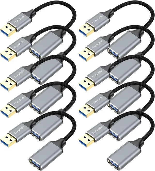 Main image of CLAVOOP Short USB Extension Cable 6 inch 10 Pack, USB 3.0 Cable Extender Braided USB A Male to Female Compatible with USB Flash Drive, Printer, Camera, Mouse, Keyboard, Headset