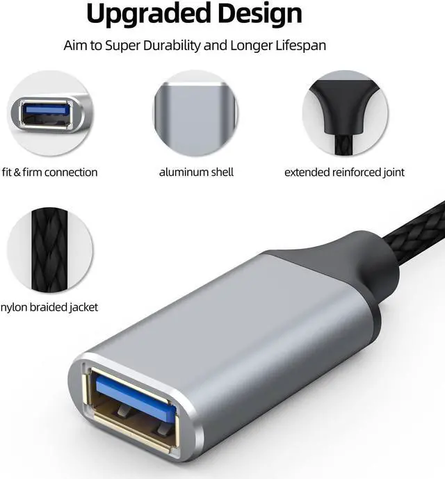 Alt view image 5 of 5 - CLAVOOP Short USB Extension Cable 6 inch 10 Pack, USB 3.0 Cable Extender Braided USB A Male to Female Compatible with USB Flash Drive, Printer, Camera, Mouse, Keyboard, Headset