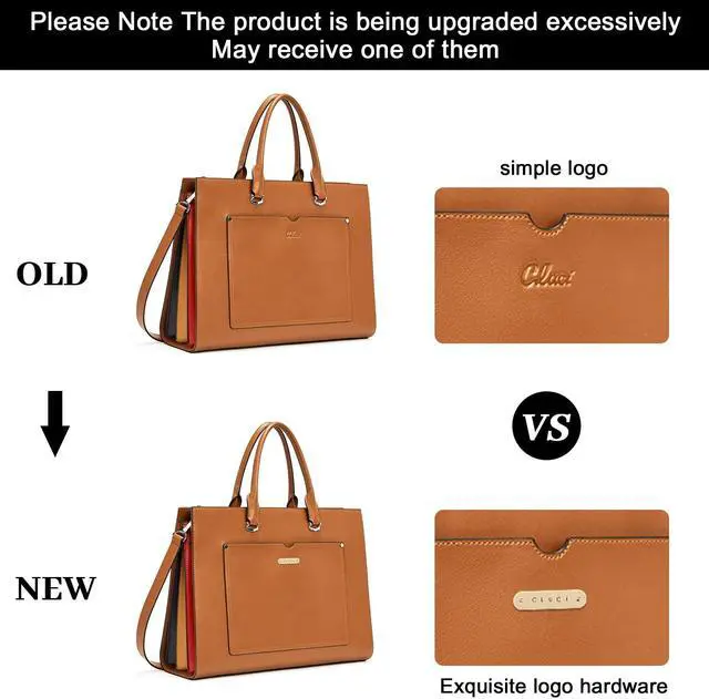 Alt view image 3 of 5 - CLUCI Leather Briefcase for Women Laptop 15.6 Inch Professional Business Work Ladies Computer Handbag Shoulder Bag Brown