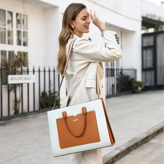 Alt view image 2 of 5 - CLUCI Leather Briefcase for Women Laptop 15.6 Inch Professional Business Work Ladies Computer Handbag Shoulder Bag Brown