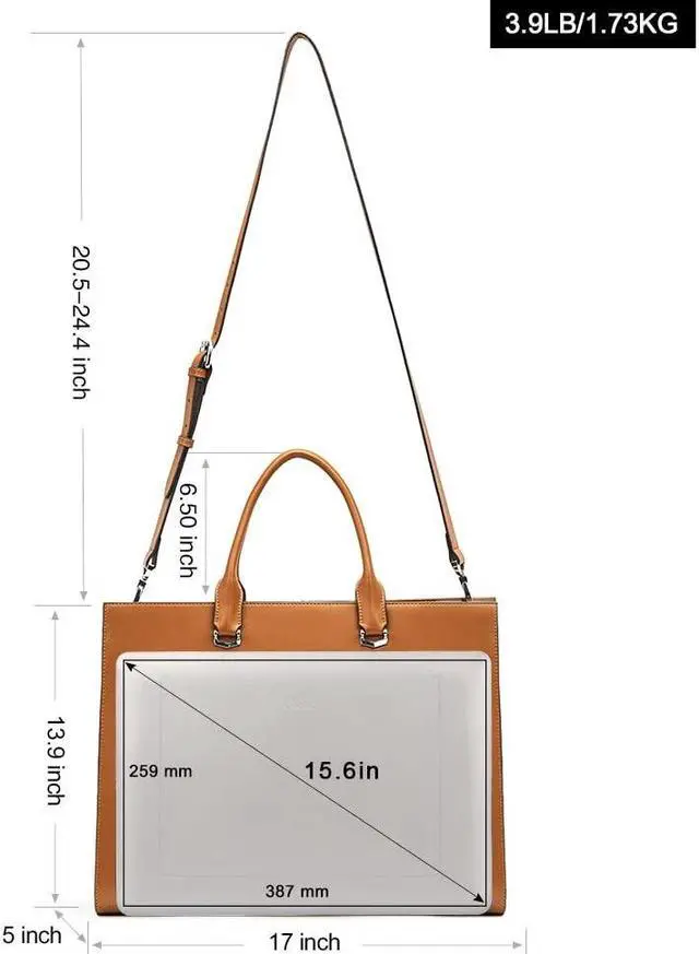 Alt view image 4 of 5 - CLUCI Leather Briefcase for Women Laptop 15.6 Inch Professional Business Work Ladies Computer Handbag Shoulder Bag Brown