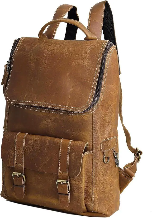 Alt view image 4 of 5 - cuero Fathers Day Gift Full Grain Leather Backpack for Men - 17 Inch Laptop Bag - Vintage Travel Rucksack - Casual Daypack for Women for Work