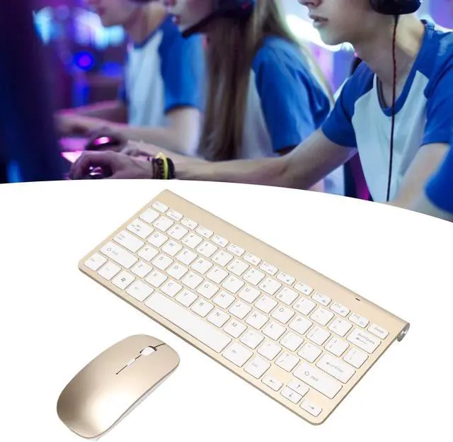 Alt view image 3 of 5 - Keyboard Mouse Set 2.4G USB Thin Ergonomic Mute for Computer (Luxury Gold Color)