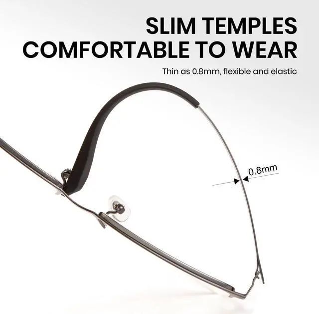 Alt view image 3 of 5 - Cyxus Titanium Frame Glasses for Men Semi Rim Eyewear Square Clear Lens Glasses Interchangable