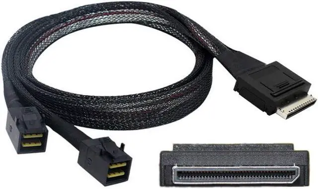 Main image of Chenyang SFF-8611 to SFF-8643 Cable,OCuLink PCIe PCI-Express SFF-8611 8X 8-Lane to 2 SFF-8643 HD 4X SSD Data Active Cable 50cm