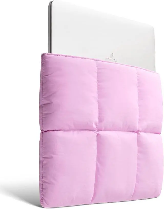 Alt view image 2 of 5 - Comfyable Puffy Laptop Sleeve 13 Inch 14 Inch, Quilted Puffer Laptop Carrying Case for Women, Pillow Case Compatible with MacBook Air M4 2025 M3 M2 M1, MacBook Pro M4 Pro/Max, Lavender