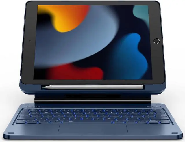 Main image of Dexnor for iPad 9th Generation Case with Keyboard Floating Cantilever Magnetic Stand Multi-Touch Trackpad Backlit Pencil Holder Magic Style Keyboard Case for iPad 9th/8th/7th Generation 10.2", Blue