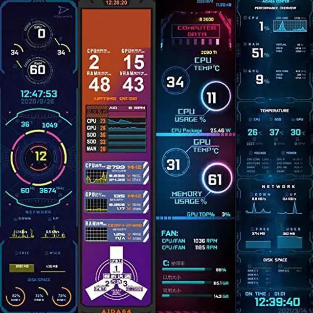 Alt view image 3 of 5 - 8.8 Inch IPS USB Mini Screen, 1920x480 IPS LCD Screen Temperature Monitor for Aida64 PC CPU Monitor GPU Fan Speed Computer Temperature Memory Sub Display Cars LiveDash DIY Kits(8.8inch)