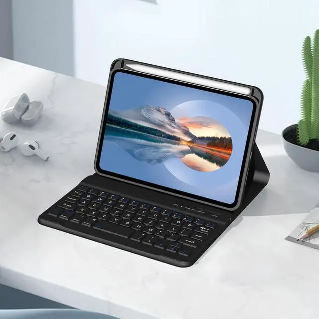Alt view image 5 of 5 - Divufus Keyboard Case for iPad Mini 6th Generation 8.3 Inch [Magnetic Detachable Wireless Keyboard][Support 3 System] Flip Stand Case with Pencil Holder for iPad Mini 6 2021, Black