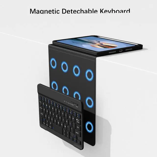 Alt view image 2 of 5 - Divufus Keyboard Case for iPad Mini 6th Generation 8.3 Inch [Magnetic Detachable Wireless Keyboard][Support 3 System] Flip Stand Case with Pencil Holder for iPad Mini 6 2021, Black