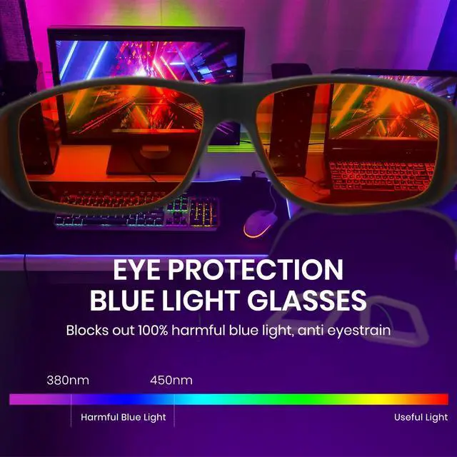Alt view image 4 of 5 - Cyxus Blue Light Glasses Gaming Glasses Amber Orange Computer Eyeglasses Anti Blue Light Blockers Anti Eyestrain 8180