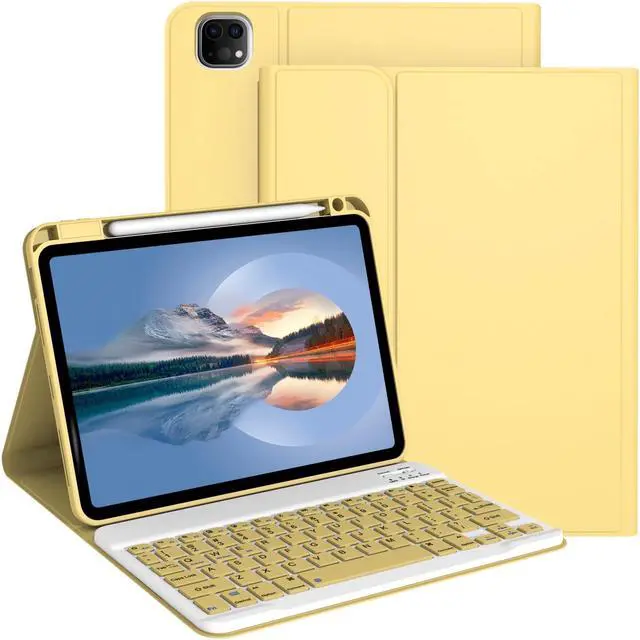 Main image of Divufus Keyboard Case for iPad Pro 11 Inch (M4) 2024 [Magnetic Detachable Wireless Keyboard][Support 3 System] Flip Stand Case with Pencil Holder for iPad 11" Pro 2024 (M4), Yellow
