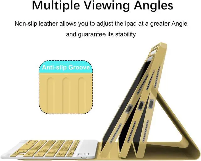 Alt view image 3 of 5 - Divufus Keyboard Case for iPad Pro 11 Inch (M4) 2024 [Magnetic Detachable Wireless Keyboard][Support 3 System] Flip Stand Case with Pencil Holder for iPad 11" Pro 2024 (M4), Yellow