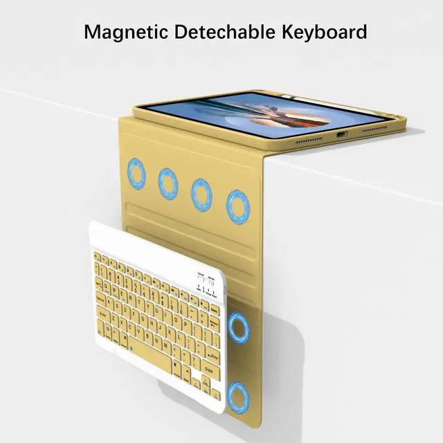 Alt view image 2 of 5 - Divufus Keyboard Case for iPad Pro 11 Inch (M4) 2024 [Magnetic Detachable Wireless Keyboard][Support 3 System] Flip Stand Case with Pencil Holder for iPad 11" Pro 2024 (M4), Yellow