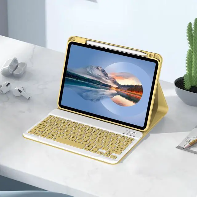 Alt view image 5 of 5 - Divufus Keyboard Case for iPad Pro 11 Inch (M4) 2024 [Magnetic Detachable Wireless Keyboard][Support 3 System] Flip Stand Case with Pencil Holder for iPad 11" Pro 2024 (M4), Yellow