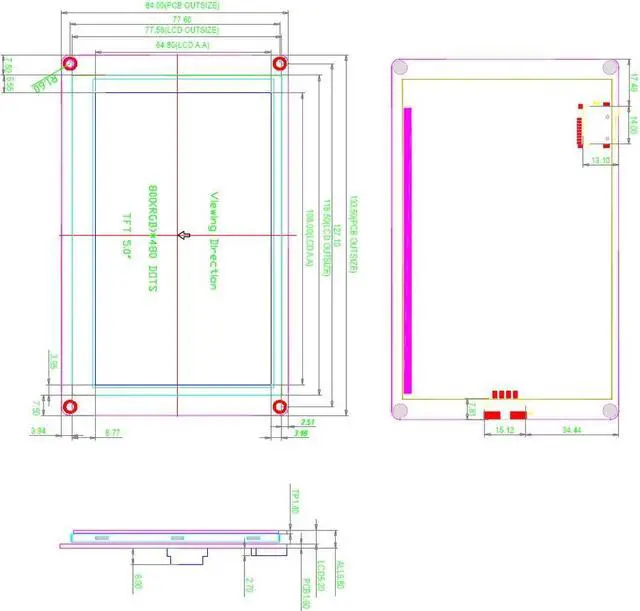 Alt view image 3 of 5 - DIYmalls Nextion Enhanced 5 inch HMI Display Resistive Touch Screen 5V TFT LCD 800x480 for Arduino ESP32 Board (NX8048K050)