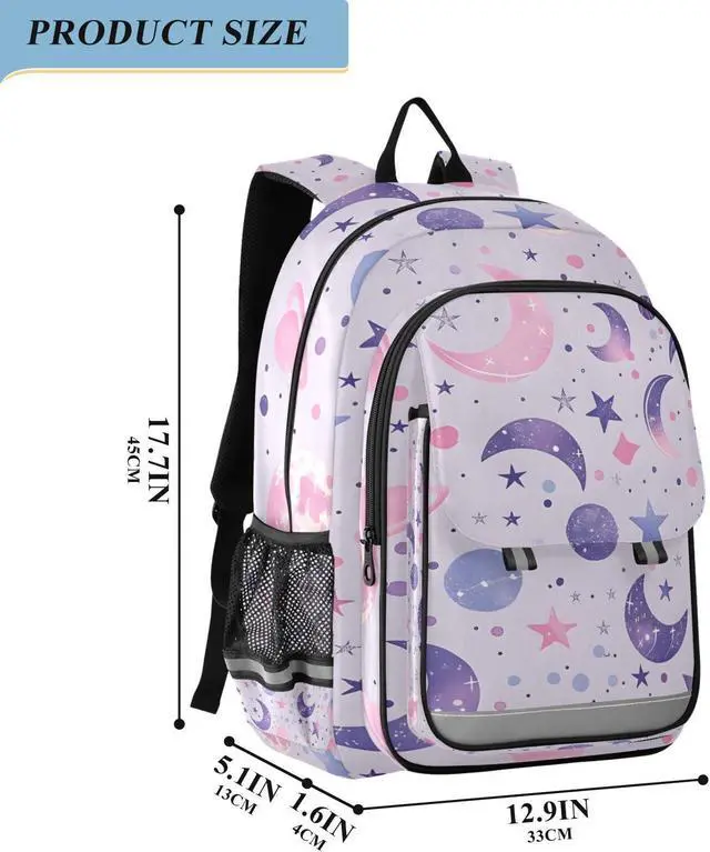 Alt view image 2 of 5 - senya School Backpack Kids College Rucksack Travel Bookbag Fashion Back Pack Girls Boys Bright Constellations Pastel Pinks