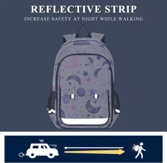 Alt view image 5 of 5 - senya School Backpack Kids College Rucksack Travel Bookbag Fashion Back Pack Girls Boys Bright Constellations Pastel Pinks