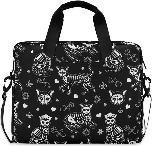 Main image of DerlonKaje Laptop Bag 15.6 inch, Waterproof Laptop Case with Strap, Protective Laptop Carrying Case for Women&Men, Death Halloween Cats Gothic