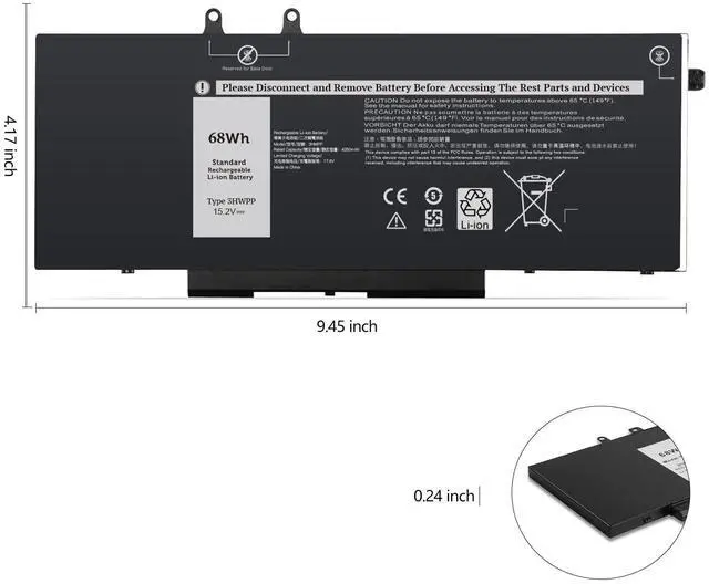 Alt view image 3 of 5 - A AMANDA 3HWPP Laptop Battery Compatible for Dell Latitude 5401 5410 5411 5501 5510 5511, Precision 3541 3551 Inspiron 17 7500/7506 2-in-1 Black Series Notebook 03HWPP 10X1J N2NLL 1VY7F 15.2V 68Wh