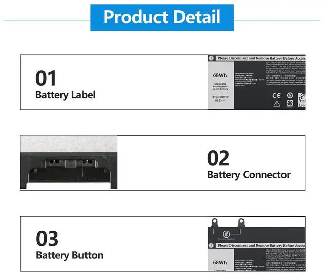 Alt view image 5 of 5 - A AMANDA 3HWPP Laptop Battery Compatible for Dell Latitude 5401 5410 5411 5501 5510 5511, Precision 3541 3551 Inspiron 17 7500/7506 2-in-1 Black Series Notebook 03HWPP 10X1J N2NLL 1VY7F 15.2V 68Wh