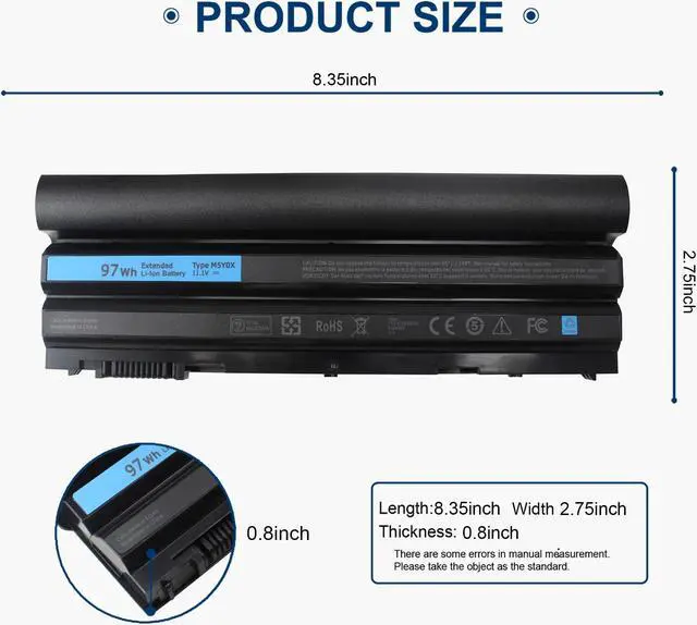 Alt view image 2 of 5 - T54FJ 8858X 7FJ92 9 cell 97Wh Battery Compatible with Dell Latitude E6430 E6420 E5430 E6530 E6540 E6520 E6440 E5420 E5520 E5530, M5Y0X XV2VV 04NW9 2P2MJ T54F3 NHXVW M5YOX 312-1325 312-1163 P15G P15F