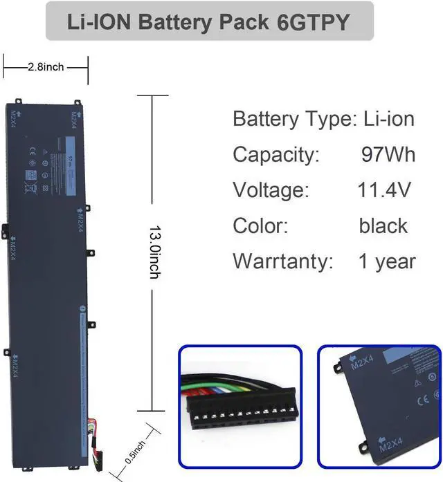 Alt view image 4 of 5 - BESELL 97WH 6GTPY Laptop Battery for Dell XPS 15 9560 9570 9550 7590 Precision 5520 5530 Vostro 7500 5XJ28 i7-7700HQ 5D91C GPM03 4GVGH 1P6KD