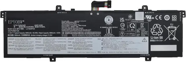 Main image of EPYOBW L21M3PD5 Laptop Battery 46.5Wh 3995mAh 3-Cell 11.64V Compatible with Lenovo ThinkBook 14 G4+ ARA/ThinkBook 14 G4+ IAP Series L21C3PD5 L21L3PD5 L21M4PD6 L21D4PD6 L21L4PD6