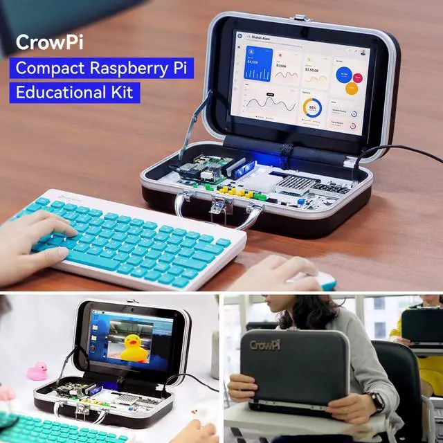 Alt view image 2 of 5 - ELECROW for Raspberry Pi 5 8GB Kit, with Pi 5 8GB Single Board Computer, Crowpi Pi 5 Case Kit with 9inch Display, Compatible with Raspberry Pi 5 Learning Programming Kit with Sensors (8GB RAM)