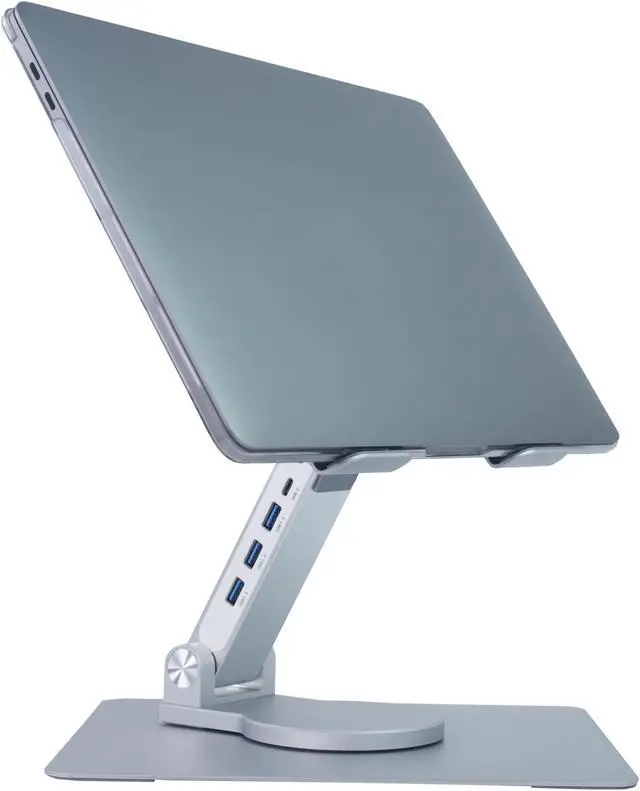Main image of Vanli's Adjustable Laptop Stand With 360 Rotating Base, Foldable Ergonomic Riser for Desk, Swivel Computer Stand for Tablet, Metal Holder Collapsible, Fits 13-17" MacBook
