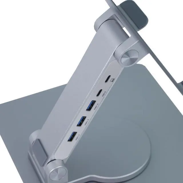 Alt view image 4 of 5 - Vanli's Adjustable Laptop Stand With 360 Rotating Base, Foldable Ergonomic Riser for Desk, Swivel Computer Stand for Tablet, Metal Holder Collapsible, Fits 13-17" MacBook