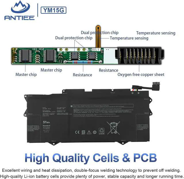 Alt view image 4 of 5 - ANTIEE YM15G Laptop Battery Replacement for Dell XPS 13 9315 Series (Not for 9315 2-in-1) 9315-P1708LTW 9315-D1705S 9315-C0NNP 9315-WP01KR 0G9FHC G9FHC 0W6D4H W6D4H 11.55V 51Wh 4191mAh