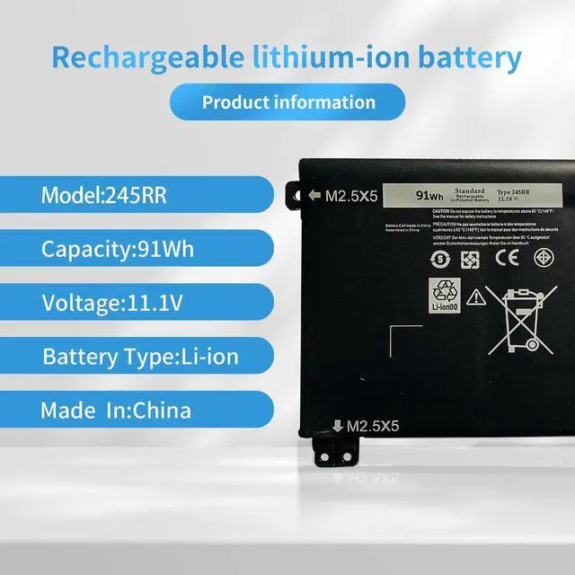 Alt view image 2 of 5 - 245RR 0H76MY H76MV 07D1WJ 7D1WJ Y758W Laptop Battery Replacement for Dell XPS 15 9530 Precision M3800 701WJ T0TRM(11.1V 91Wh)