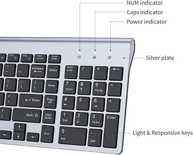 Alt view image 5 of 5 - Wireless Keyboard and Mouse - 2.4G USB Ergonomic Full Size Compact Wireless Keyboard Mouse Combo for PC Computer Laptop Windows mac MacBook - Black Grey