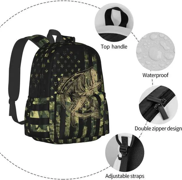 Alt view image 3 of 5 - famliihw Camo Backpack Bookbag Laptop Backpacks Multipurpose Daypack for Boys Girls School Men Women Travel Hiking