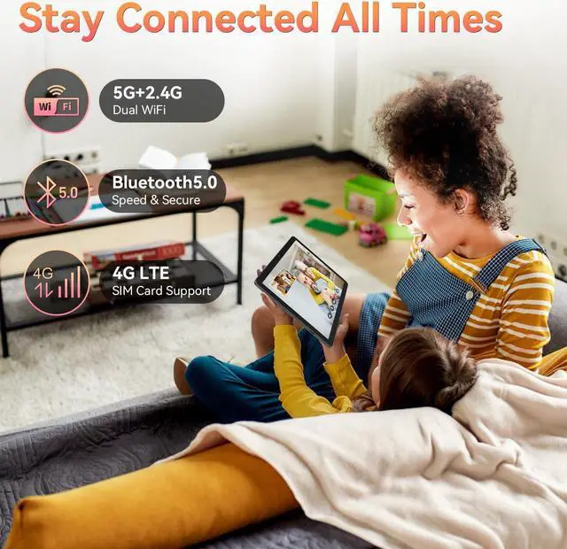 Alt view image 4 of 5 - Tablet 10.1 Inch Android 14, Octa-Core 5G WiFi, 4G Cellular(T-Mobile), 128GB ROM 14GB RAM, 2025 Latest Tab with Keyboard Bundle 1TB Expand Android Tablet 13MP+8MP Dual Camera, GPS Unlocked HD Display