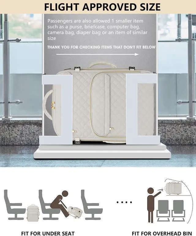 Alt view image 5 of 5 - Carry On Women Travel Backpack: TSA Flight Approved Personal Item Backpacks Large 40L Waterproof Luggage Suitcase Backpack Fit 17 Inch Laptop Weekender Overnight Traveling Bag with USB Charge Beige