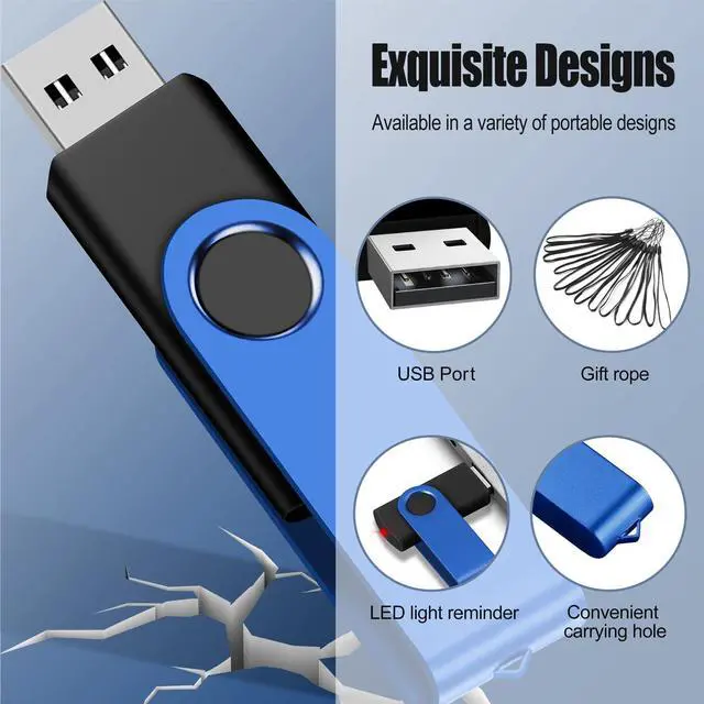 Alt view image 3 of 5 - EASTBULL Flash Drive Bulk 32GB USB 20 Pack with Lanyards USB 2.0 Thumb Drive Bulk Memory Stick Swivel Pen Drive for Storage and Backup 32 GB 20 Pack, Blue