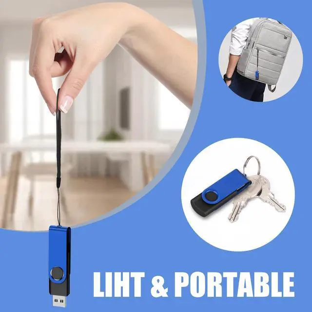 Alt view image 5 of 5 - EASTBULL Flash Drive Bulk 32GB USB 20 Pack with Lanyards USB 2.0 Thumb Drive Bulk Memory Stick Swivel Pen Drive for Storage and Backup 32 GB 20 Pack, Blue