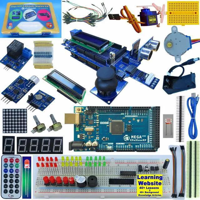 Main image of ePalZoneXP Ultimate Mega R3 Starter Kit Mega 2560 Starter Kit Compatible with Arduino IDE, The Most Detailed 40+ Lessons, Plus 40+ Background Knowledge Articles, Detailed Explanation