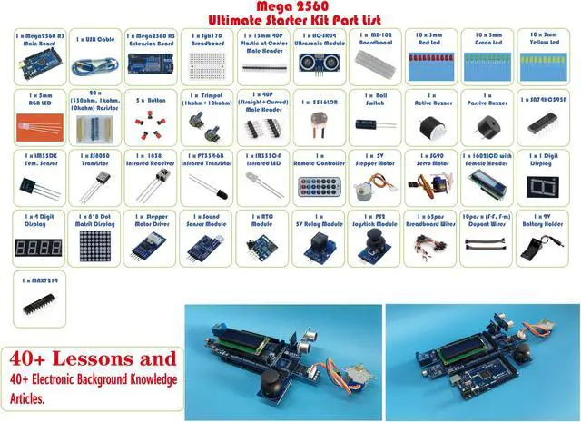 Alt view image 2 of 5 - ePalZoneXP Ultimate Mega R3 Starter Kit Mega 2560 Starter Kit Compatible with Arduino IDE, The Most Detailed 40+ Lessons, Plus 40+ Background Knowledge Articles, Detailed Explanation