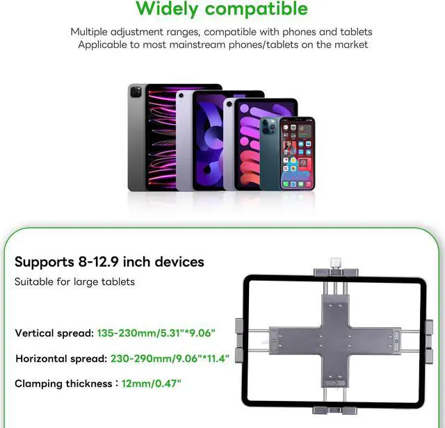 Alt view image 4 of 5 - FANAUE iPad Holder for Car, Tablet Stand for Vehicle Truck Mount Compatible with 17mm Ball Head, 360deg Rotatable Pad Stand for Office Desk, Windshield, Dashboard, Supports 8-12.9" iPad mini Pro